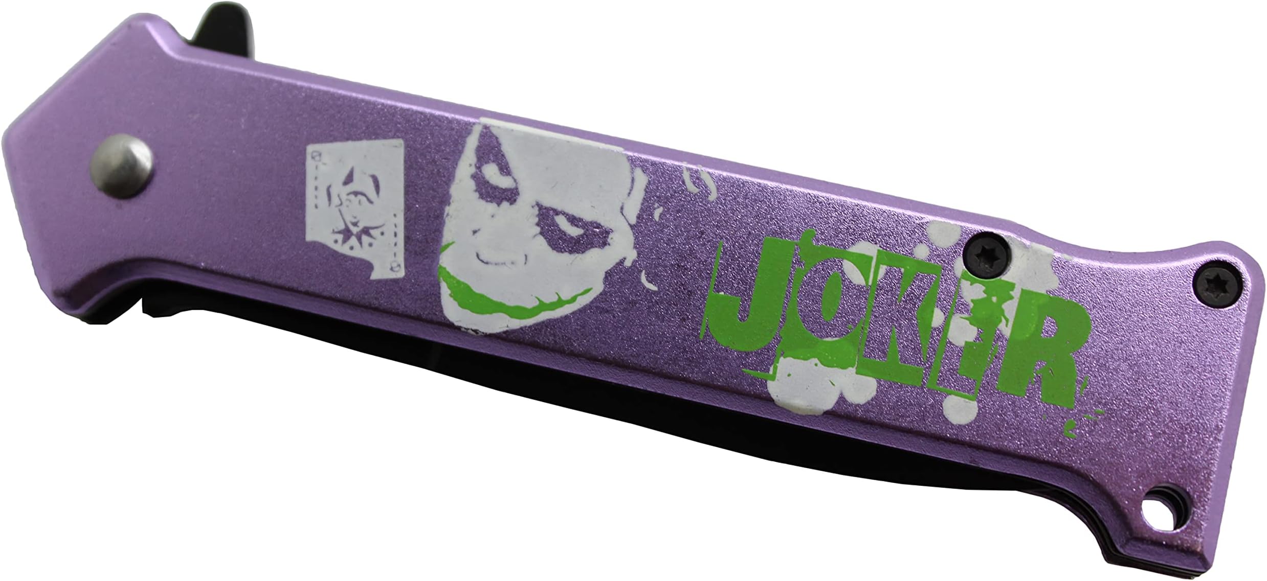 Joker Spring Assisted Opening Pocket Knife Why So Serious? with Belt Clip Tactical Batman Dark Knight 4 Variations (Purple)