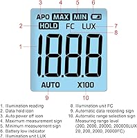 Vista 4 de Light Meter Digital Lux Meter Handheld Illuminance Light Meter with 360 Degree Rotating Sensor, 4 Digit LCD Display 0~200,000 Measurement Range