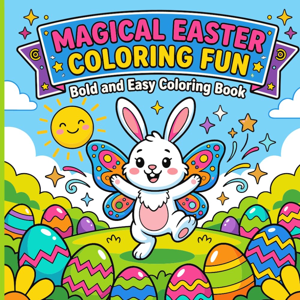 Magical Easter Coloring Fun: Bold and Easy Coloring Book: 50 Simple and Cute Easter Illustrations for Toddlers, Kids, and Beginners
