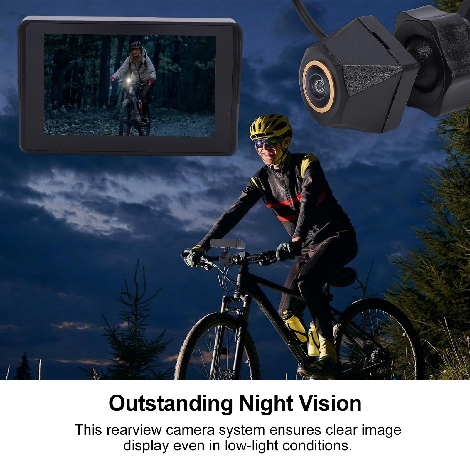 Aramox Lenker Fahrradspiegel mit 1080P Rückfahrkamera, 5-Zoll-Monitor, Nachtsicht, 110° Weitwinkel, IP68 Wasserdicht, Schwarz
