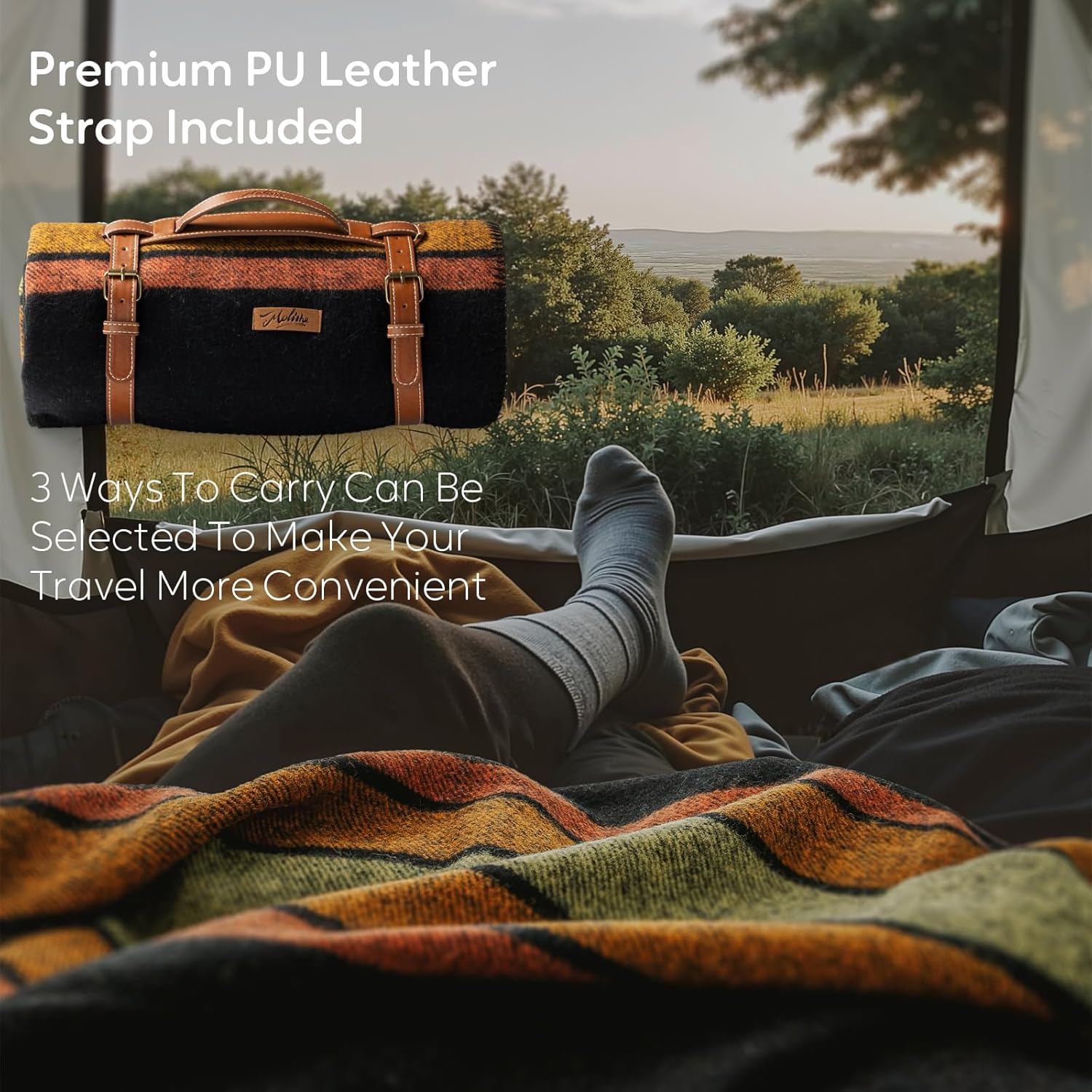 100% Wool Blanket, 62" x 86", Warm, Thick, Washable, Military Wool Blanket, Great for Camping, Outdoors, Sporting Events, Survival Kits - Image 4