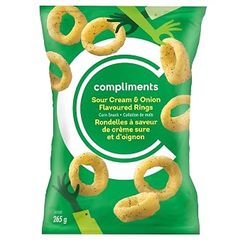 Compliments Sour Cream & Onion Flavoured Rings, 265g/9 oz. Bag