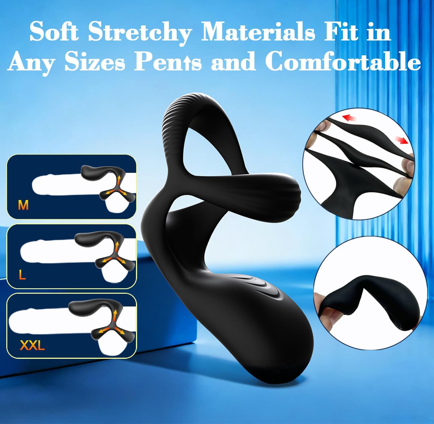 Triple-Ring Vibrating Cock Ring Vibrator with Perineum Stimulator - 10 Vibrations Penis Ring Sex Toys for Men Couple, Silicone Pleasure Mens Vibrators Male Sex Toy, Adult Toys for Men Erection Sex
