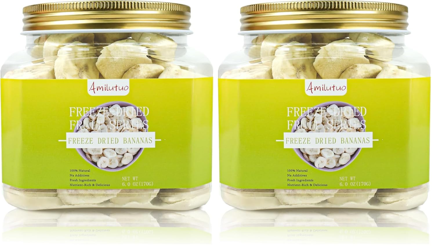 Freeze Dried Bananas, 6OZ/170G Freeze Dried Fruit, Drie-d Banana Chips Natural, No Add Sugar, Fruit Snacks for Traveling, Hiking, Cycling, Camping (Pack of 2)