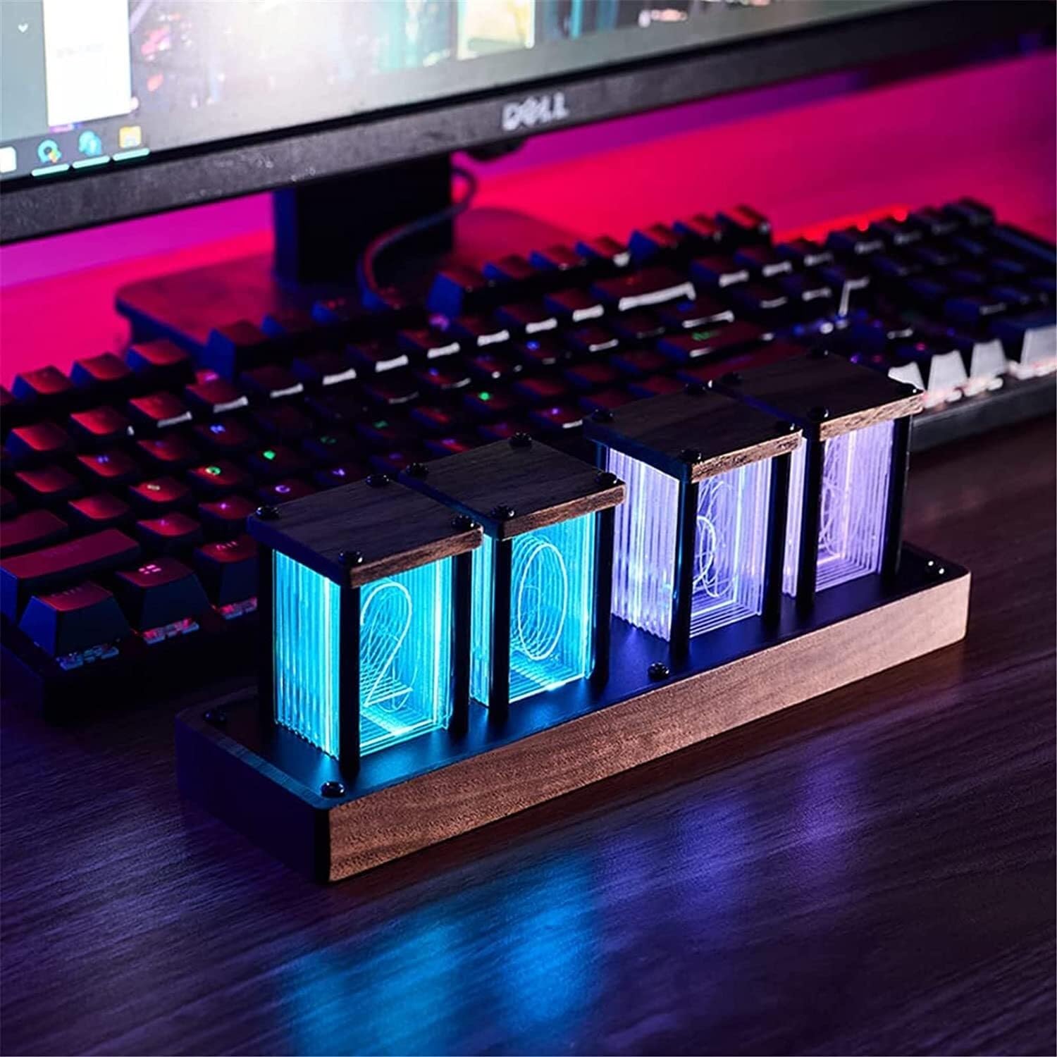 Cyfrowy zegar lampowy RGB LED, DIY zasilany przez USB, ozdoba na biurko, elegancki prezent dla ukochanej osoby, urodziny