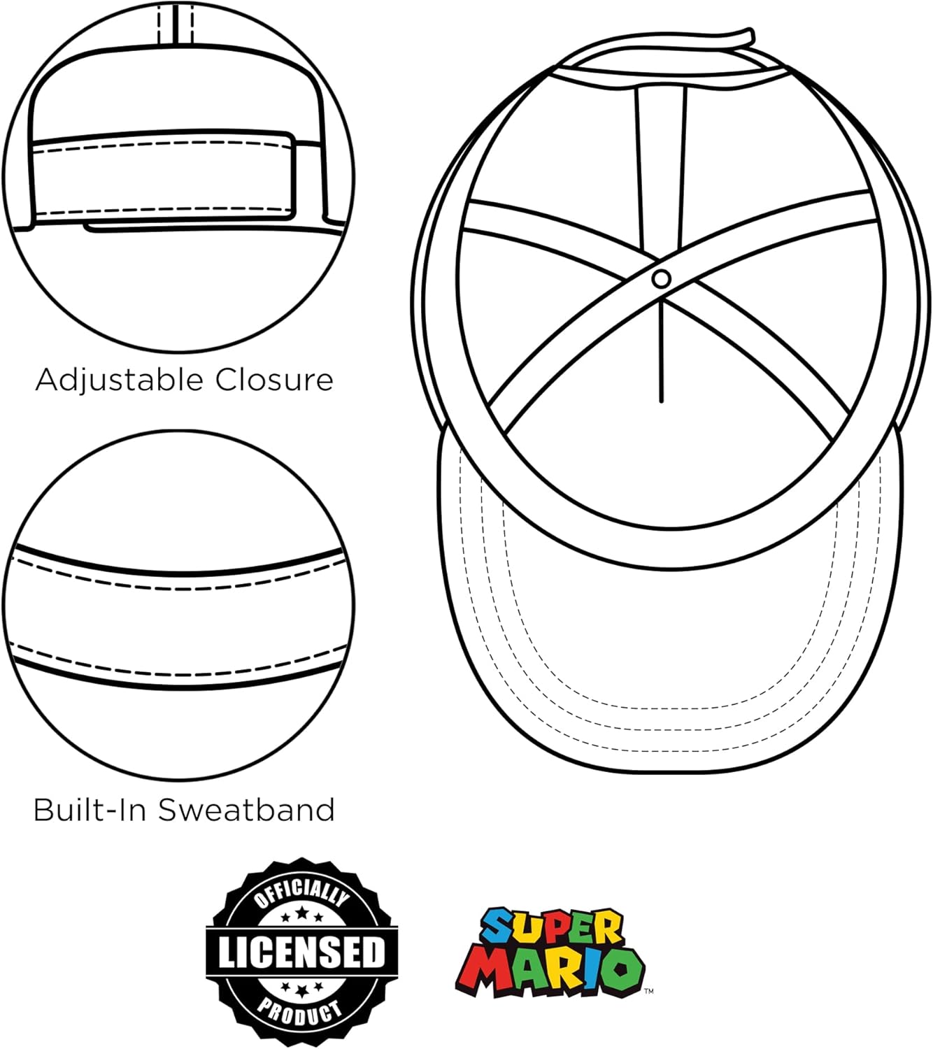 Nintendo Boys Baseball Cap, Super Mario Adjustable Kids Hat for Ages 4-14 - Image 5