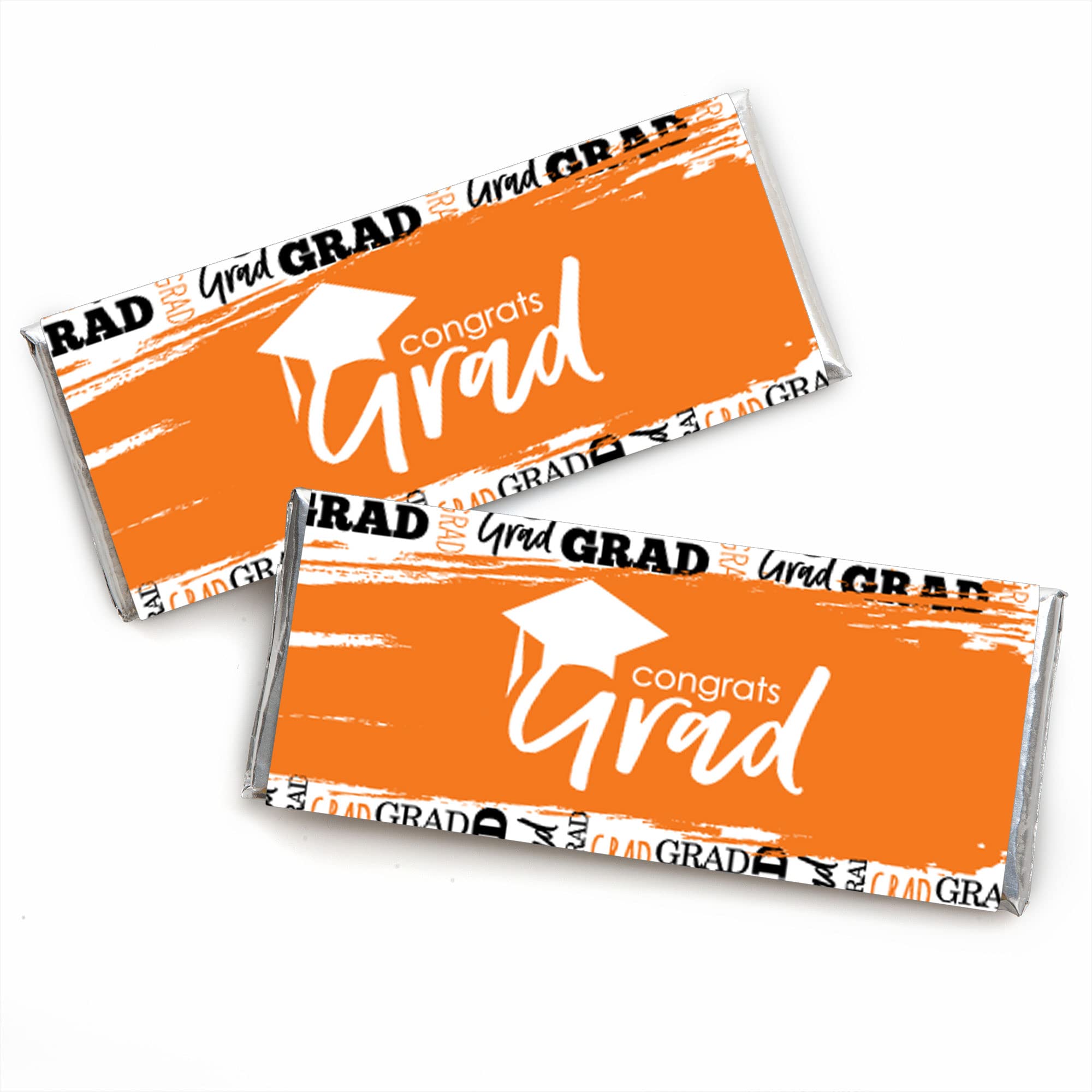 Big Dot of Happiness Orange Grad - Best is Yet to Come - Candy Bar Wrapper Orange Graduation Party Favors - Set of 24