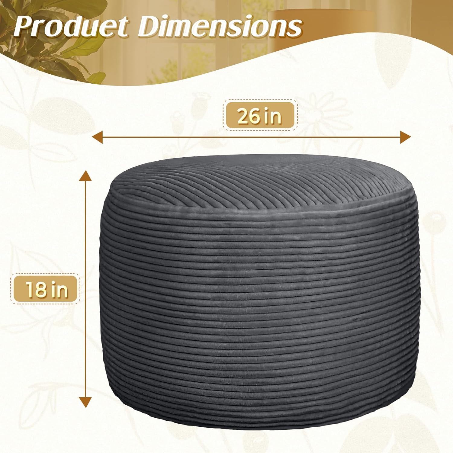 AS AWESLING Round Ottoman Foot Rest Pouf for Living Room Couch - Soft Plush Hassock