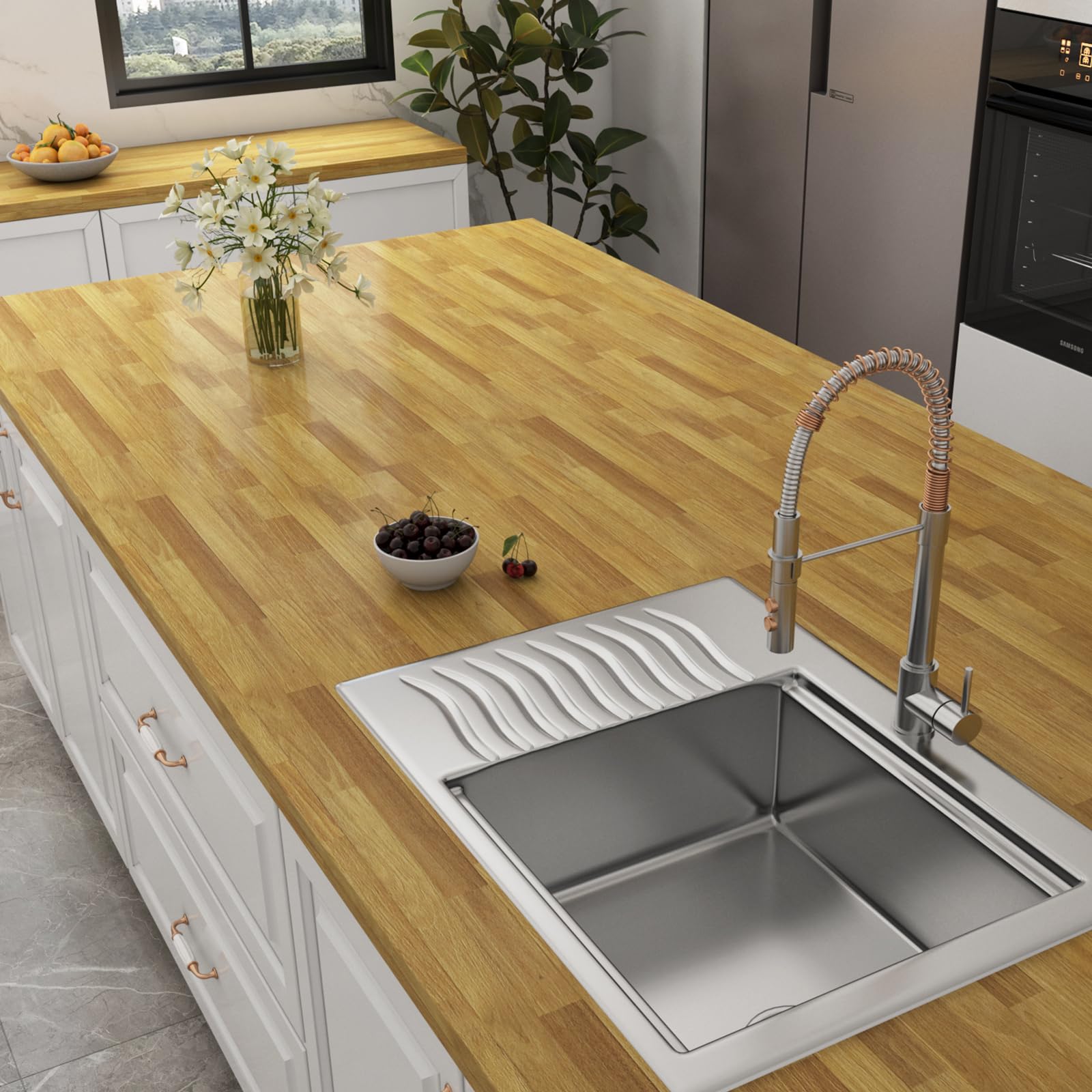 Papel de contacto de madera Yenhome 45x300cm para encimeras y armarios de cocina