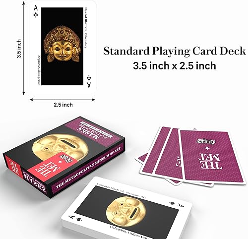 Miniatura 2 de LINGO The MET Masks - Tarjetas educativas con preguntas clave - Juegos de cartas de viaje - Baraja de cartas con temática artística