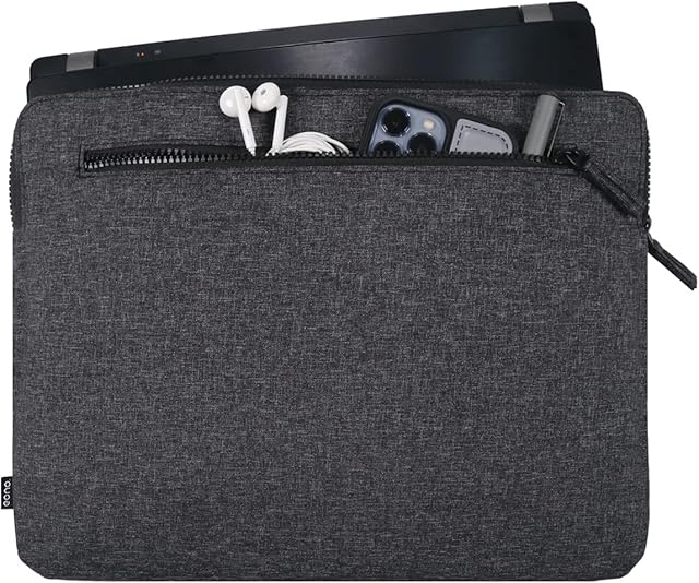 Amazon Brand - Eono Minimalism Laptop Sleeve Case with 2 Compartments Padded Notebook Tablet Carrying Bag for 14 inch Laptop (Black-14inch)