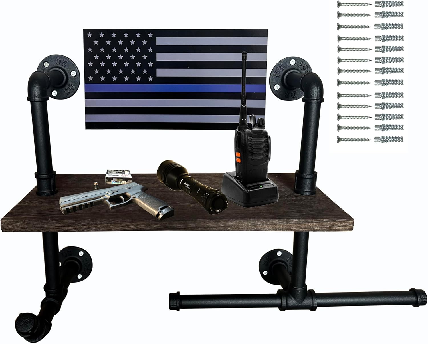 Heavy Duty Tactical Gear Rack Wall Mount Police Vest Hanger Plate Carrier Stand Storage Rack Display Stand for Police, Motorcycle, Cycling for Helmet, Belt, Football Suit (1)