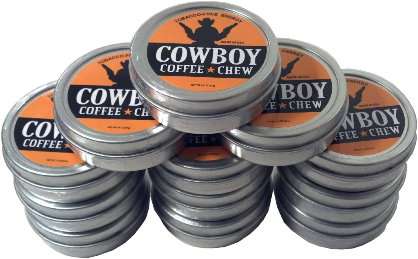 Cowboy Coffee Chew (Pack of 12) Quit Chewing Tin Can Non Tobacco Nicotine Free Smokeless Alternative to Dip Snuff Snus Leaf