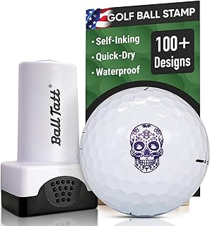 Golf Ball Stamp - Self-Inking Marker - Quick-Dry Permanent Marking Tool, No Leaks or Refills, Reusable & Waterproof Golfing Stamper - Ideal Gift for Golfers, Dads, Retirement, (Skulls)