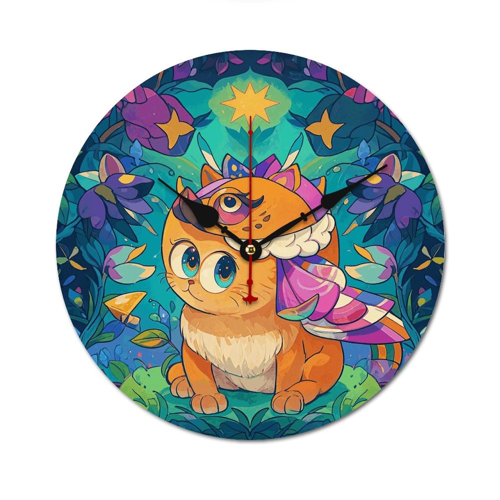 Horloge murale en bois 60 cm hibou magique moderne pour décorer le salon