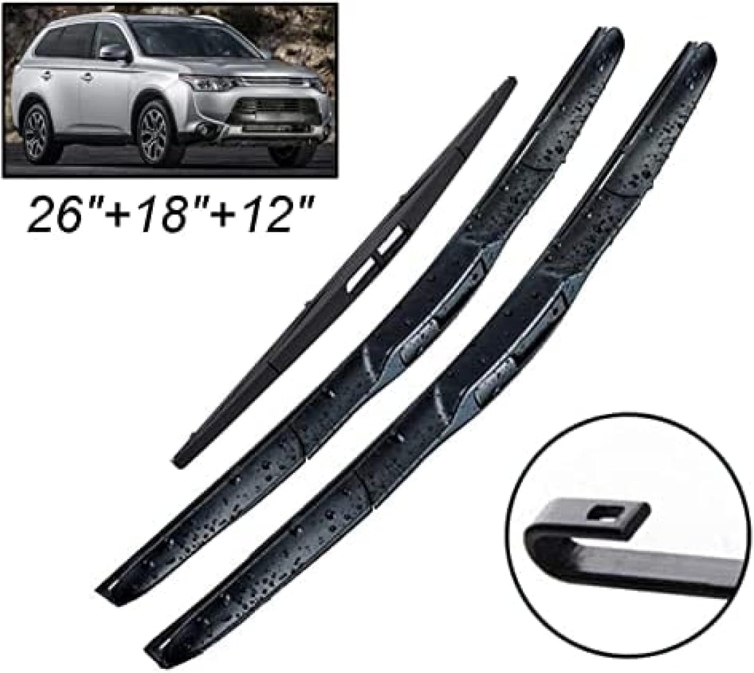 per Mitsubishi per Outlander MK3 2013-2016 2017 2019 Tergicristallo Anteriore e Posteriore Tergicristallo Set Parabrezza Parabrezza 26 "+ 18" + 12 "Tergicristalli