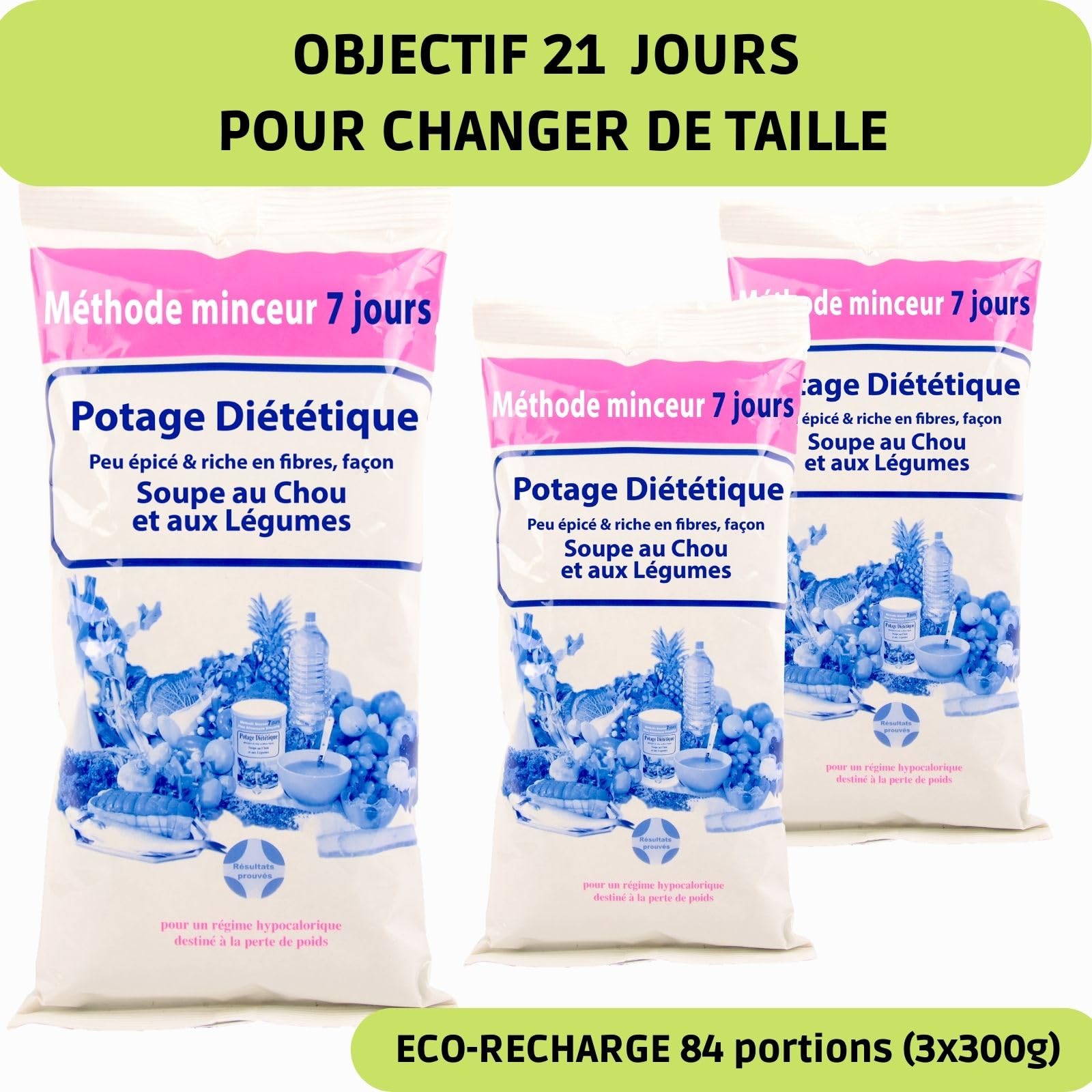 Ana Delona Soupe aux choux brûle grasa método Minceur 7 días x 3 Bolsitas recambios para 21 días de Cure