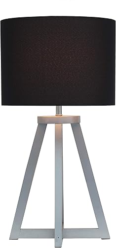 Miniatura 2 de Simple Designs LT1069-GYB - Lámpara de mesa triangular entrelazada de tela de madera, grisnegro