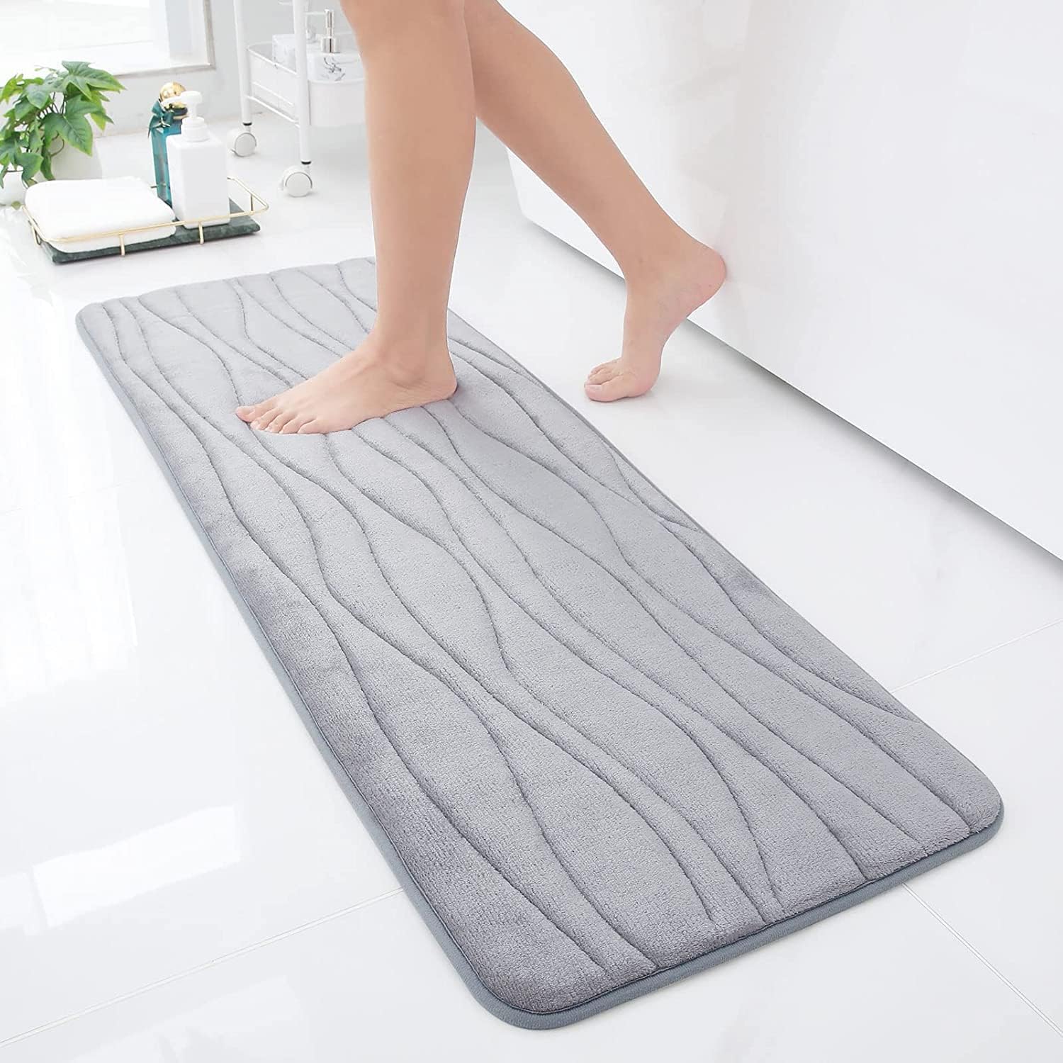 Smiry Memory Foam Bath Mat, Extra Soft Super Absorbent Bathroom Mat ...