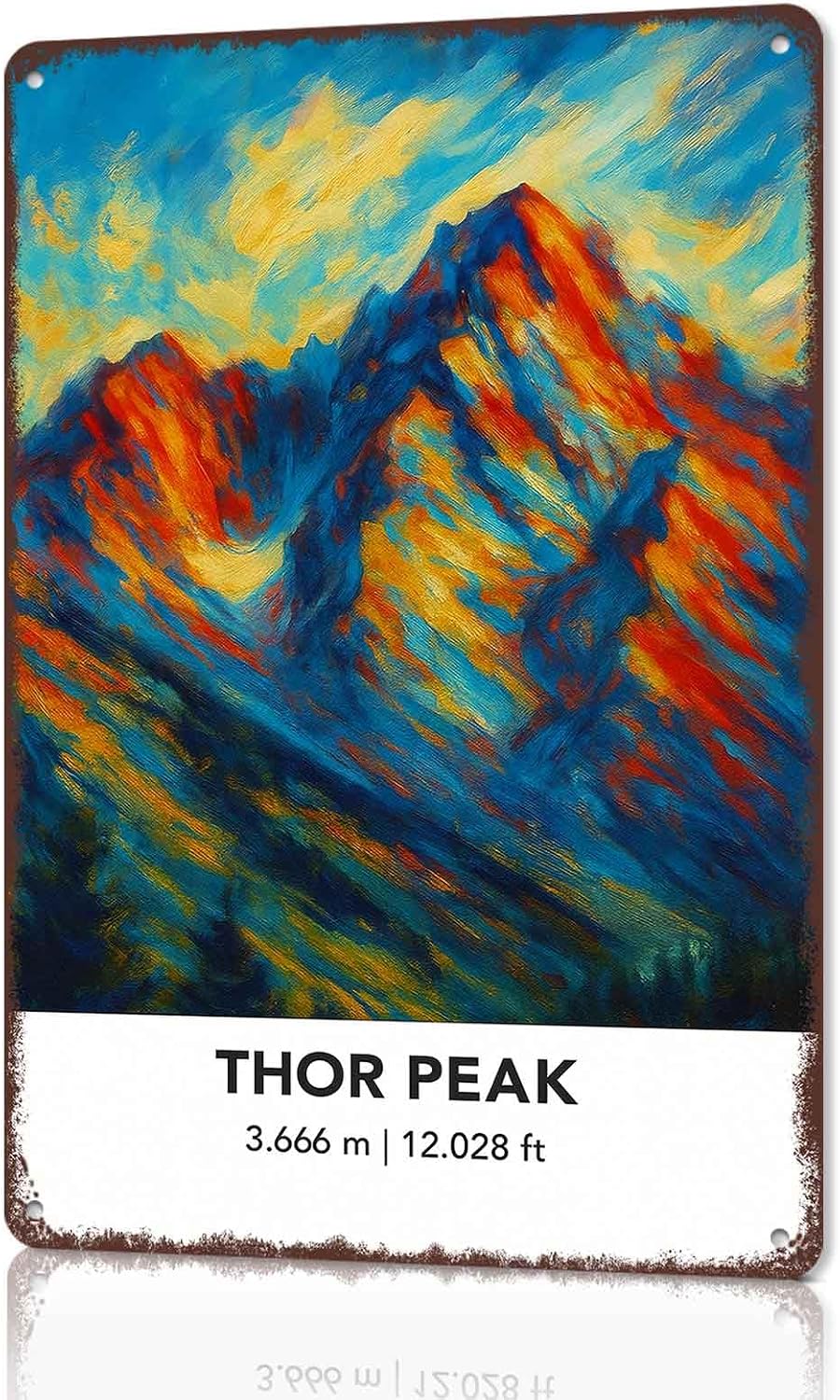 Thor Peak Mountain Art Vintage Travel Aluminum Metal Sign 8 x 12 Inch