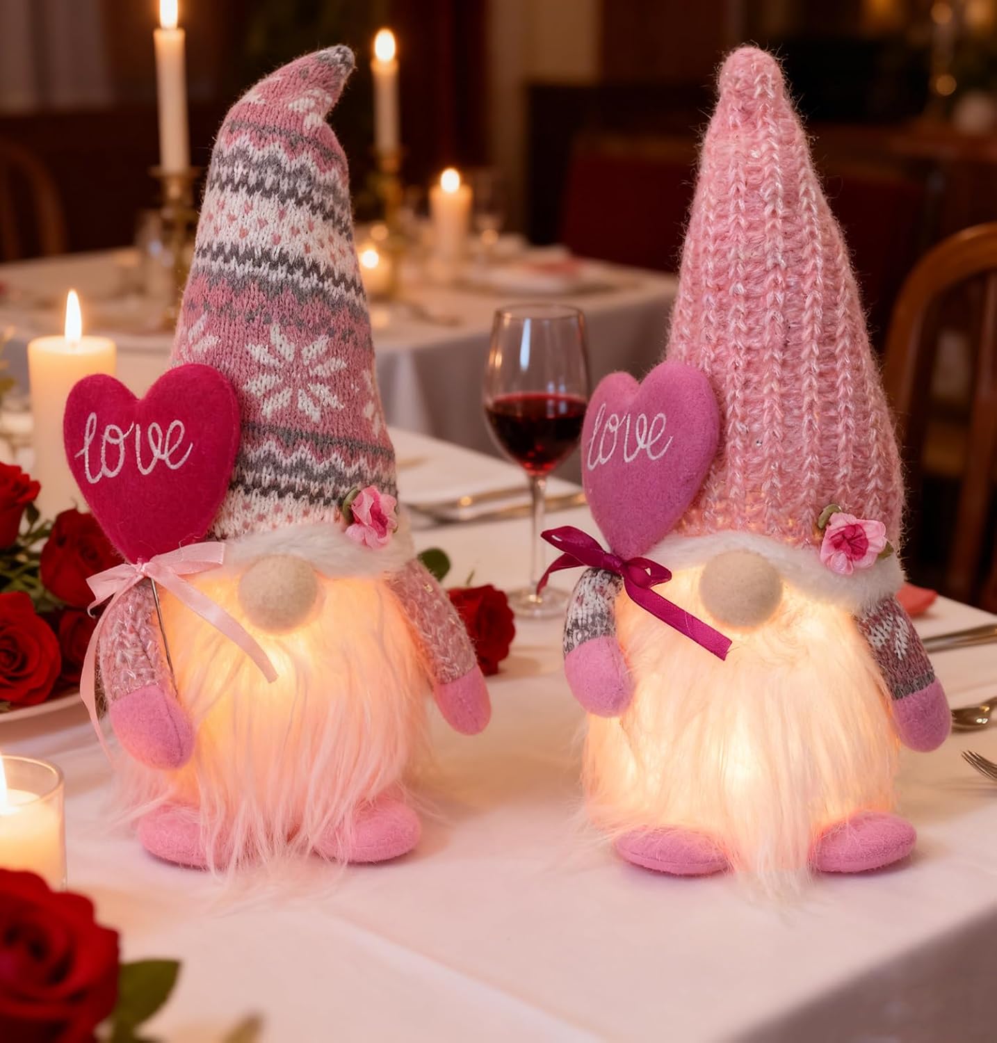 Cute Light Up Gnomes Plush Mothers Day Decorations Valentine Gnomes Gifts for Mother Birthday Gifts for Women Love Crafts Plush Doll Gift for Mom Present from Daughter