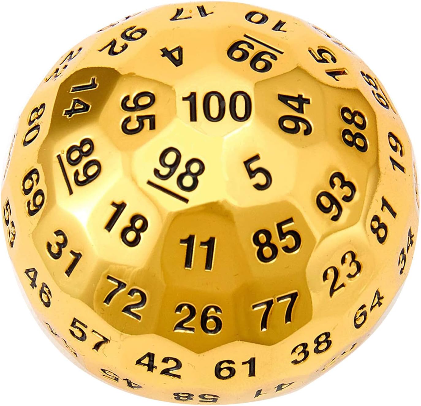 D and D D100 Metal Dice, Dungeon Dragon Dice, Splitter Polyhedral Metal Dice Set Treasure Rolls Playing Clear Numbers Balanced D&D RPG Dice (Yellow Copper D100 Dice)