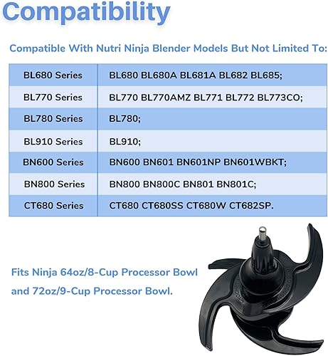 Miniatura 3 de Cuchilla de masa de repuesto para Ninja 64-oz 72-oz procesador de alimentos Combo gancho de masa 320KKU770 para jarra Ninja de 8 tazas de 9 tazas