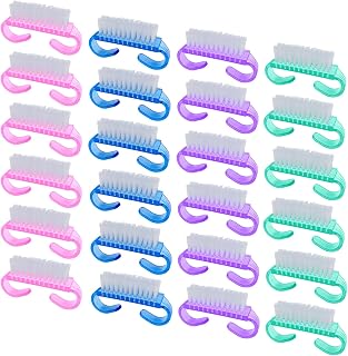 HANWER 24 Pack Handle Grip Nail Brushes - Small Fingernail Scrub Kit for Hands Toes, Multicolor, Men Women Kids