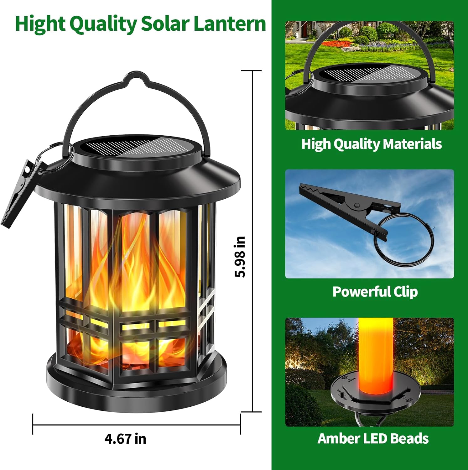 Solar Lanterns Outdoor Waterproof,Flickering Flame Landscape Lanterns ,Solar Powered Outdoor Hanging Lights Decor for Garden, Yard, Patio, Porch 2 Pack