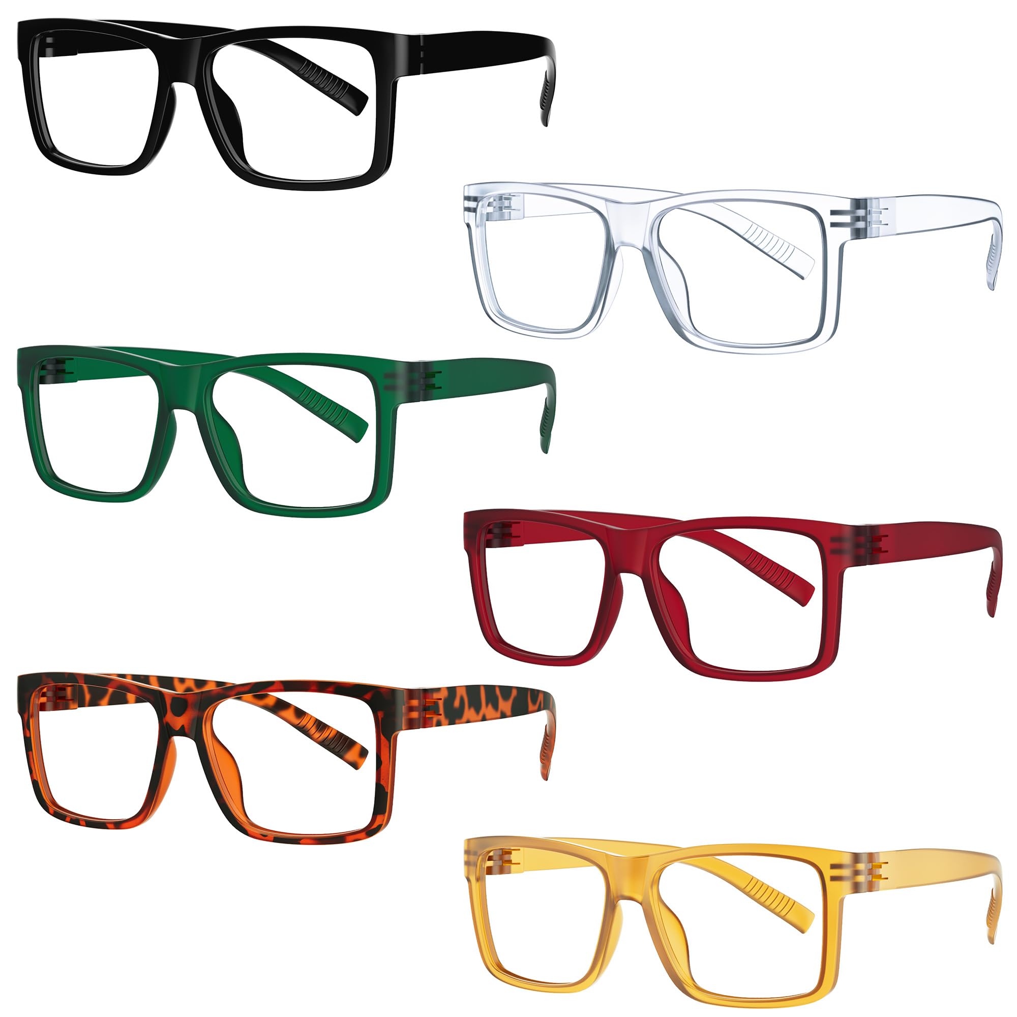 Eyekepper 6 Paia Occhiali da Lettura Oversize Anti Luce Blu per Uomo Lettori di Computer con Cerniera a Molla Senza Viti Senza Metallo