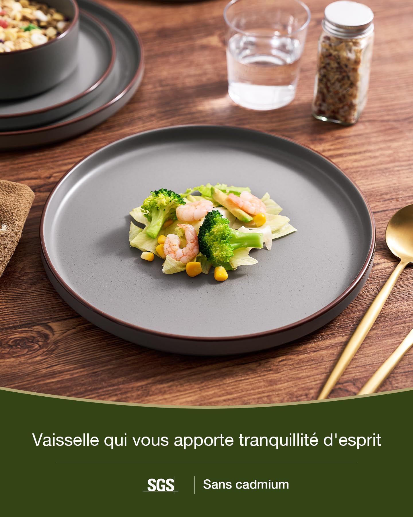 Richmount Nebula Outline Service de Table 12 Pièces pour 4 Personnes avec Assiettes et Bols, Micro-ondes et Lave-vaisselle, Gris Foncé