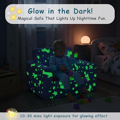 Miniatura 8 de Tiita Sofá para niños, sofá infantil 2 en 1, sofá convertible para niños a tumbona, silla abatible para niños, silla con reposabrazos para niños