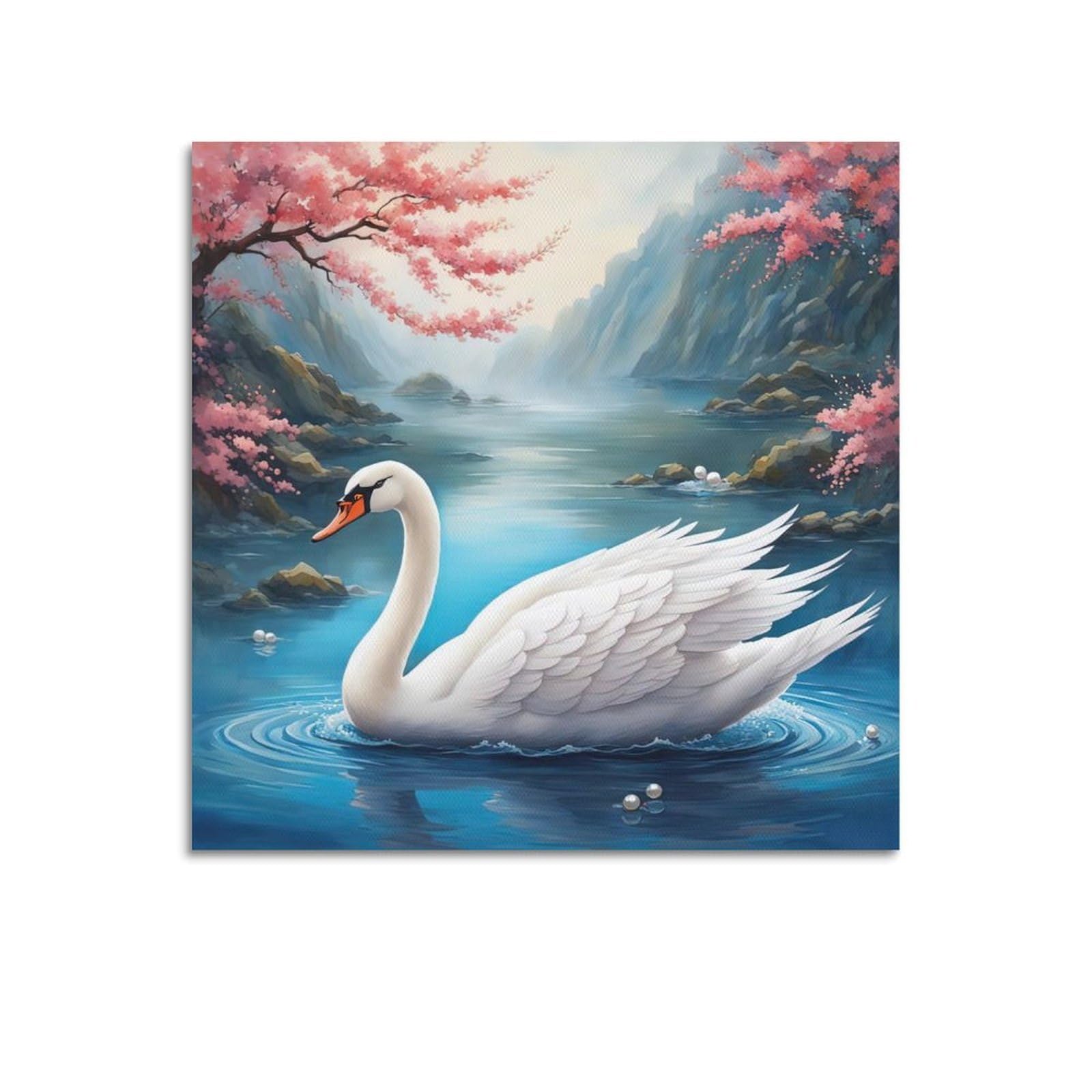 Animal Poster Beautiful White Swans Poster Decorative Painting Canvas Wall Posters And Art Picture Print Modern Family Bedroom Decor Posters 20x20inch(50x50cm)