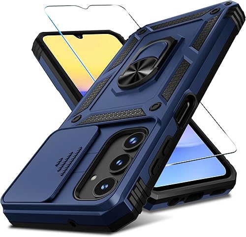 Janmitta Funda para Samsung Galaxy A15 5G integrada, protector de pantalla + soporte de anillo de dedo, resistente a prueba de golpes, funda