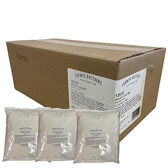 Farmer Brothers Spice Chai Tea Latte Powder Mix, 2 lb Bags Case of 6 | Black tea, milk, honey, cinnamon, cloves & cardamom, just add water, smooth creamy texture, serve hot, iced or frozen