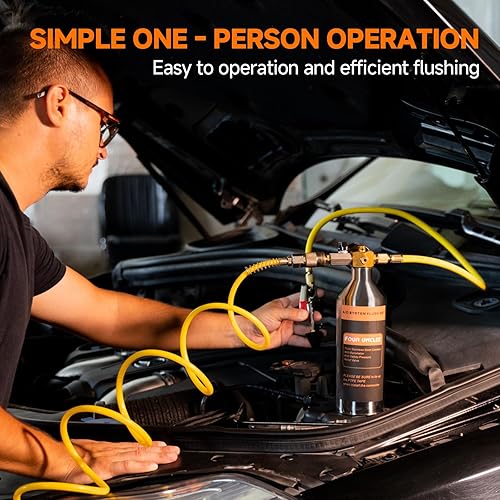 Miniatura 5 de FOUR UNCLES AC Flush Kit - Sistema de Aire Acondicionado Limpieza Herramienta Set con Acero Inoxidable Canister y Nylon Manguera & Flushing Spray