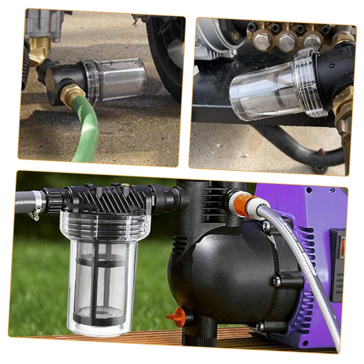 GANAZONO 1Juego Filtro de Agua de Manguera de Jardín con Prefiltro Transparente para Grifo y Lavadora Presión Eliminación de Impurezas y Suciedad Compatible con Mangueras Estándar