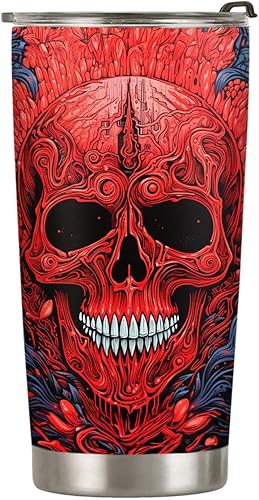 Miniatura 10 de Vaso de Halloween de 20 onzas  Vaso de calavera  Vaso de calavera de calabaza de Halloween, taza de viaje aislada con tapa, termo de café para