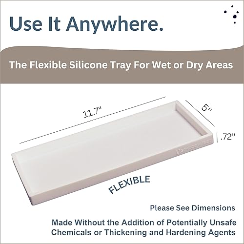 Miniatura 3 de Bandeja para encimera y tocador, bandeja de baño inastillable de 11.7 pulgadas, bandeja de jabón de silicona flexible para cocina, bandeja para