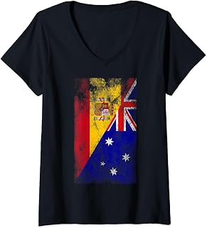 Womens Spain Australia Flags - Spanish Australian V-Neck T-Shirt