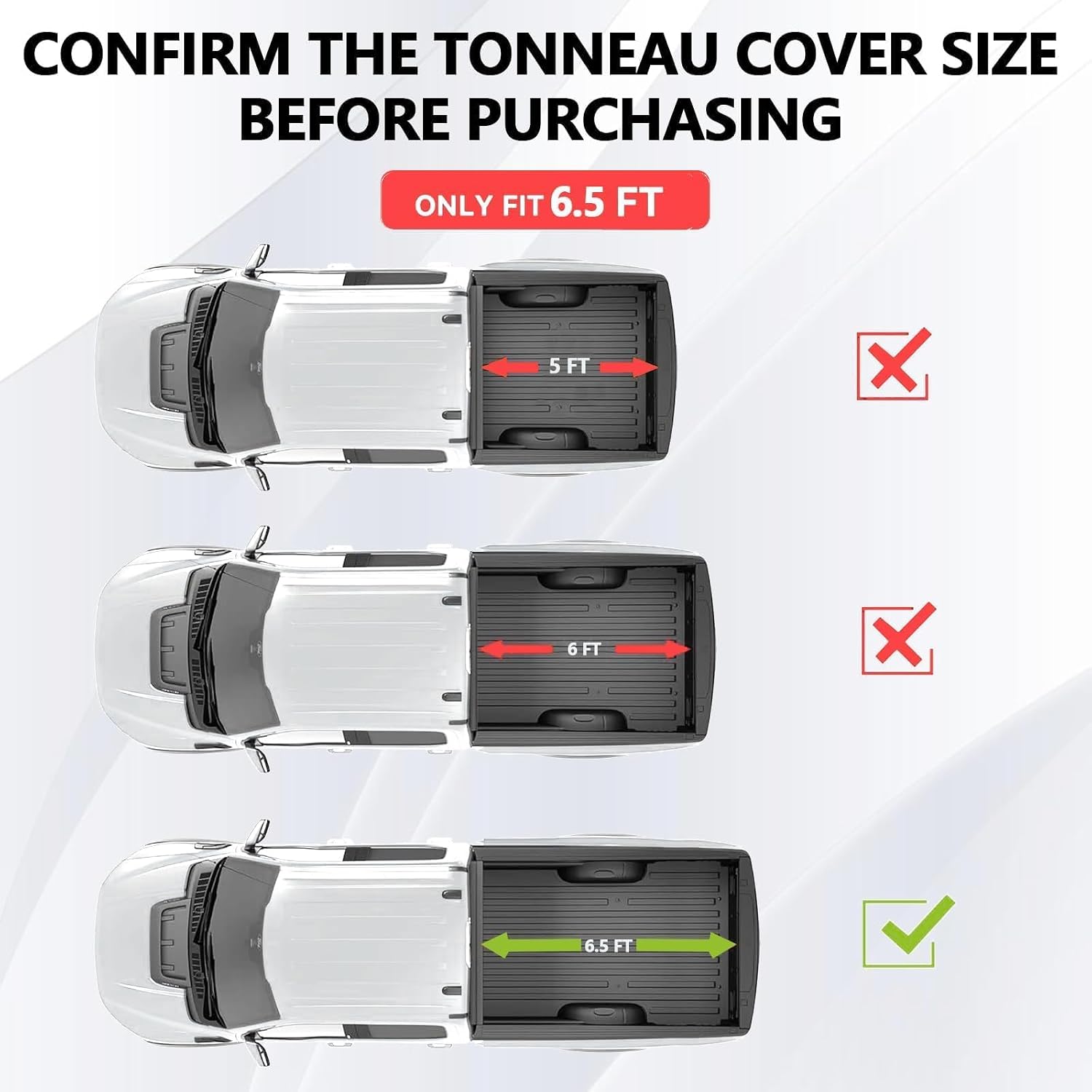 Soft Roll Up Truck Bed Tonneau Cover Fits 2007-2021 Toyota Tundra Feetside 6.5 FT Bed