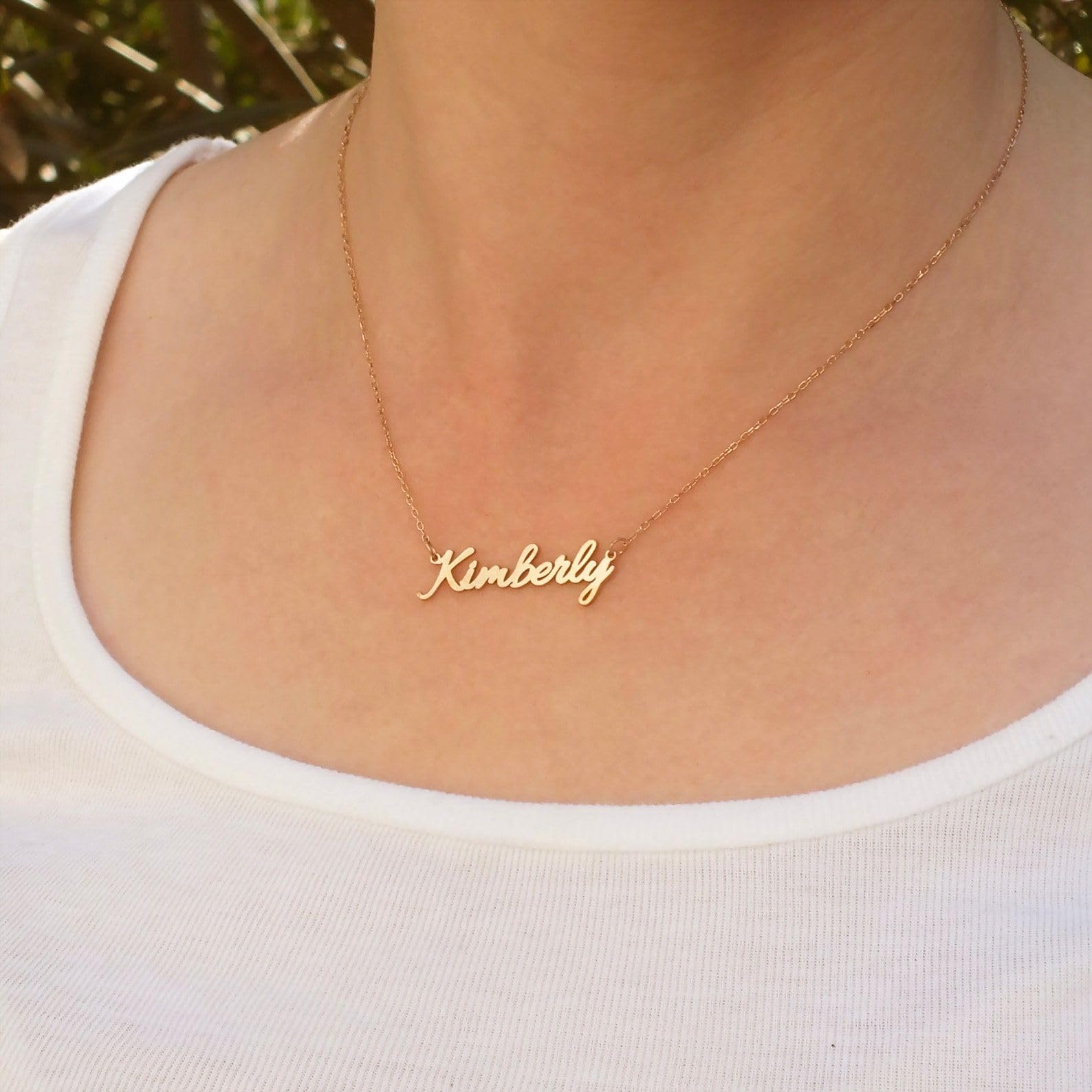 Argento sterling collana con nome rosa placcato oro gioiello Festa della Mamma