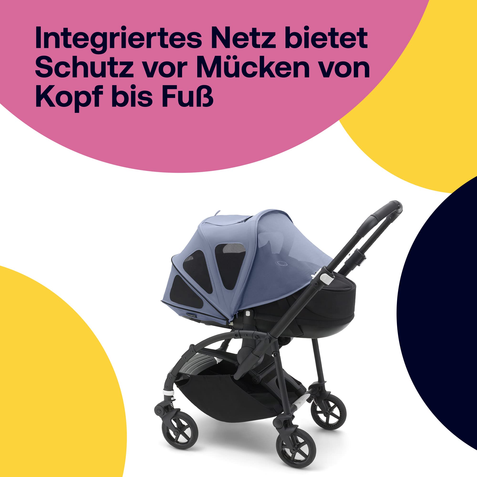 Bugaboo Bee Sonnendach mit Lüftungsfenstern, ausziehbar, wasserabweisend, kompatibel mit Bugaboo Bee Kinderwagen, Seaside Blue