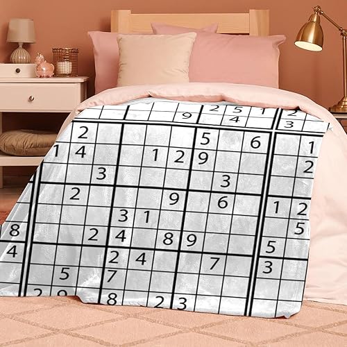 Miniatura 5 de Manta de franela de juego Sudoku en blanco y negro, ultra suave, acogedora, manta de felpa para sofá, silla, sala de estar, aire acondicionado,