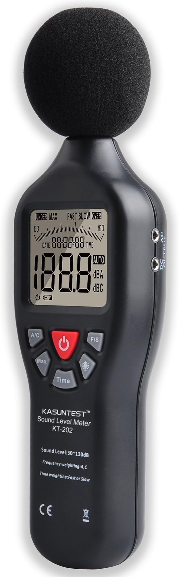 KASUNTEST Professional Sound Level Meter Digital Noise Tester Range:30 to 130dB with Large LCD Display and Backlit