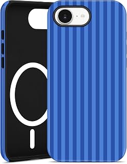 Magnetic Striped Phone Case for iPhone 16e/17e, Navy Blue