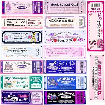 16PC Cute Bookmarks Set Funny Bookmark Sets for Women Bookish Page Markers Book Clubs Lovers Dark Romance Anti Social Fantasy Thriller True Crime Booktok Club Readers Accessories Supplies Gifts Bulk