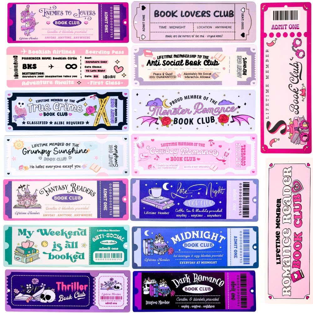 Cute Bookmarks Set Funny Bookmark Sets for Women Bookish Page Markers Book Clubs Lovers Dark Romance Anti Social Fantasy Thriller True Crime Booktok Club Readers Accessories Supplies Gifts Bulk (80)
