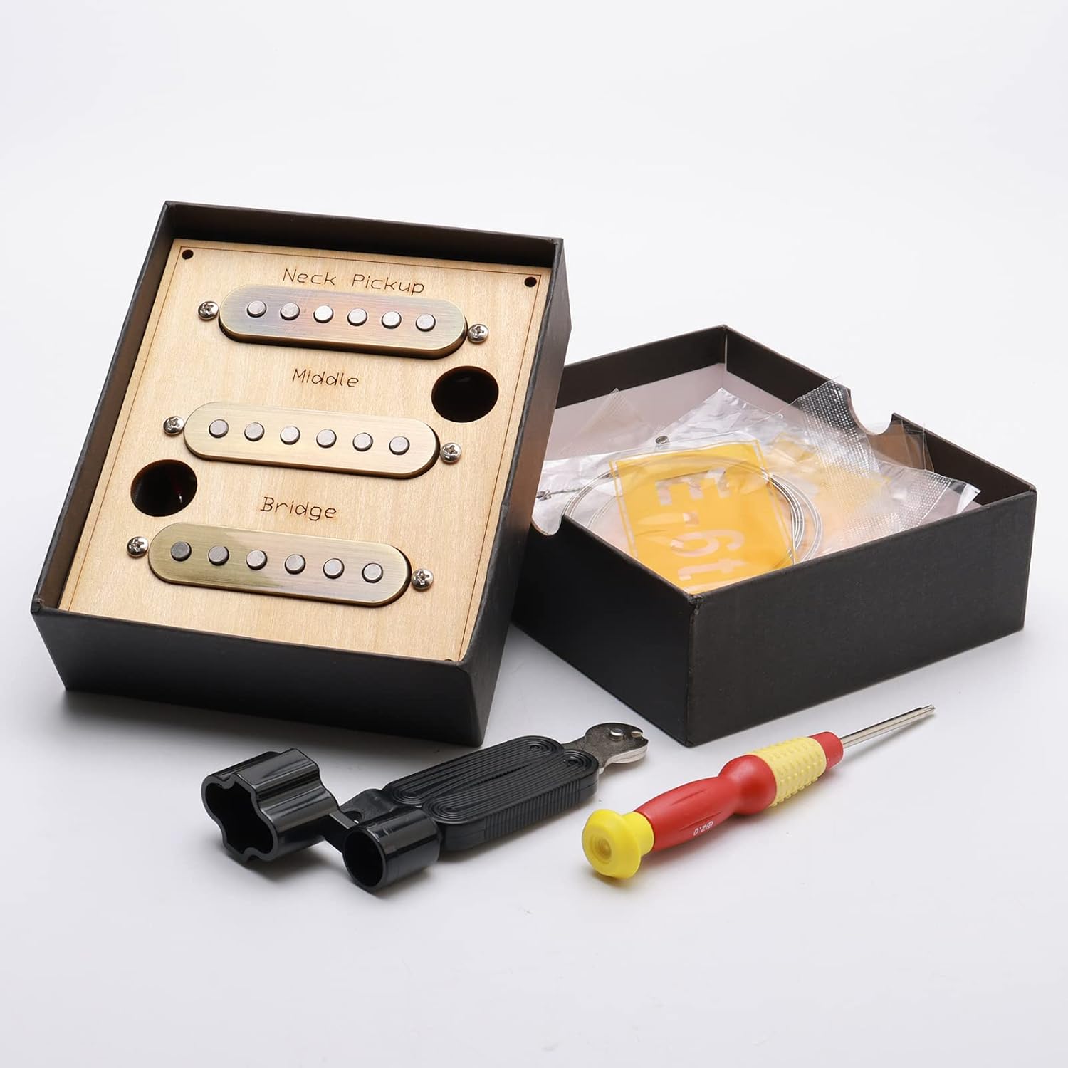 Guitar Single Coil Pickups 48/50/52mm Neck Middle Bridge SSS Pickup set for Fender Strat Style Guitar(Copper)