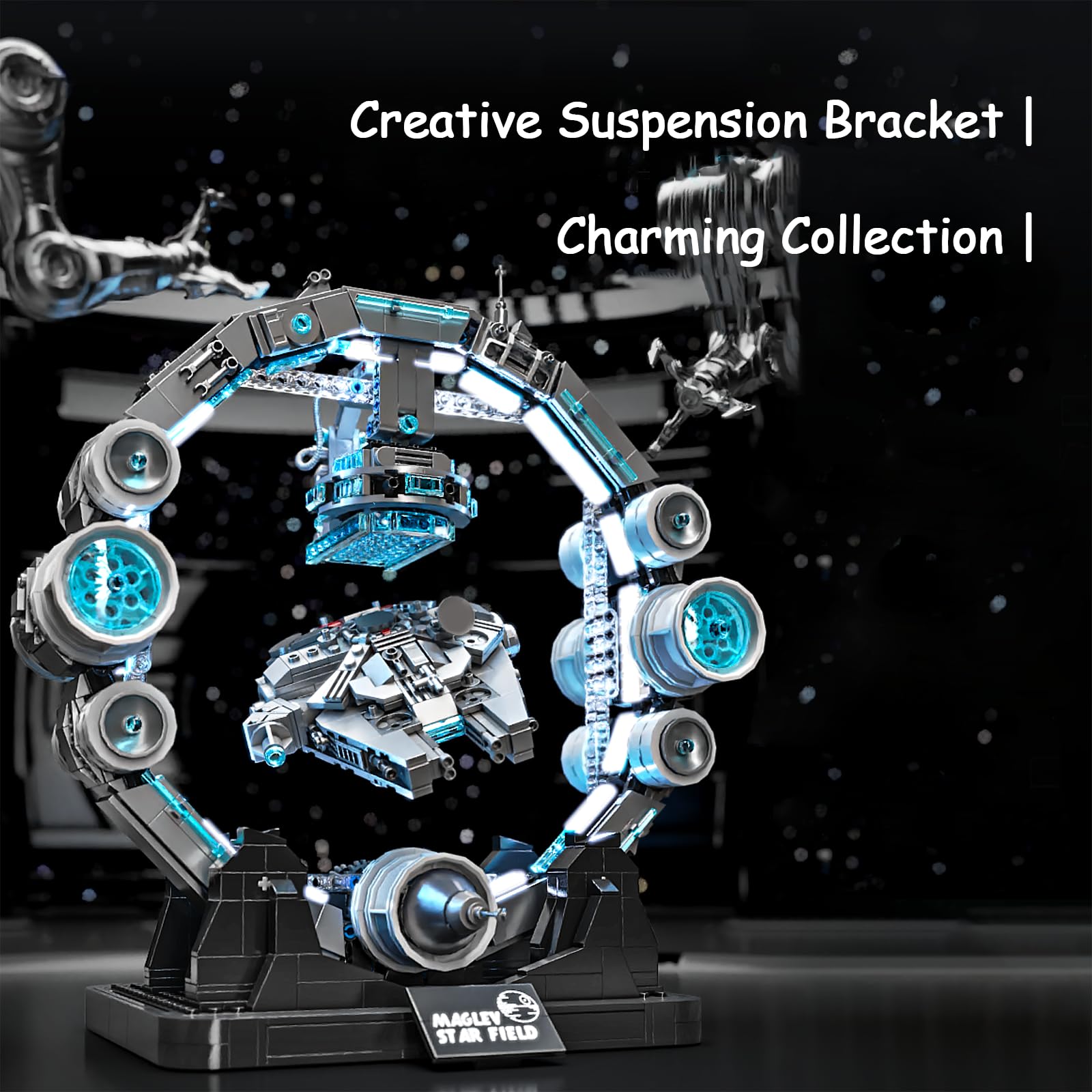 muuchuu Spaceship Building Set for Adults Magnetic Floating Starship Toy with Light - Image 4